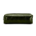 Wholesale Custom SYG25082 Classic Dark Green Leather Zipper Pencil Case