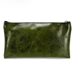 Wholesale Custom SYG25085 Elegant Dark Green Leather Zipper Pencil Case