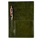 Wholesale Custom Elegant Green PU Leather Notebook with Pen Holder