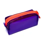 Wholesale Custom Neon Purple Transparent Pencil Case with Orange Zipper for School & Office