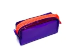 Wholesale Custom Neon Purple Transparent Pencil Case with Orange Zipper for School & Office