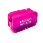Pink Cosmetic Bag – Stylish and Transparent Organizer for Makeup, Accessories, or Travel