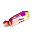 Colorful Iridescent Pencil Case with Heart & Pom Pom Fun and Fashionable Organizer