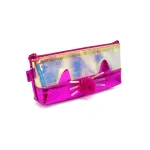 Pink Cat-Themed Iridescent Pencil Case with Pom Pom Cute and Stylish Organizer