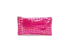 Shiny Pink Croc-Textured Pencil Case – Stylish Zip Pouch for School, Office, or Travel - Image 2