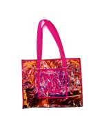 Vibrant Pink Transparent Tote Bag – Stylish and Fun for School, Work, or Shopping