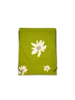 Wholesale Custom Stylish Green Floral Drawstring Bag with Zipper Pocket - Image 2