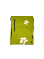 Wholesale Custom Stylish Green Floral Drawstring Bag with Zipper Pocket