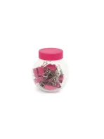 Bright Pink Binder Clips for Office and School - Packaged in a Clear Storage Jar - Image 2