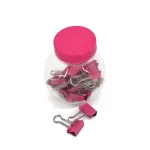 Bright Pink Binder Clips for Office and School - Packaged in a Clear Storage Jar