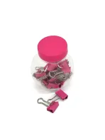 Bright Pink Binder Clips for Office and School - Packaged in a Clear Storage Jar
