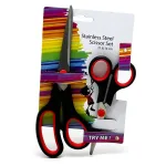 Stainless Steel Scissors Set – 2-Piece with Red Handles for Office, School, and Craft