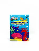 Conjunto de tintas de água para crianças - Tema subaquático vibrante com 6 páginas e pincel