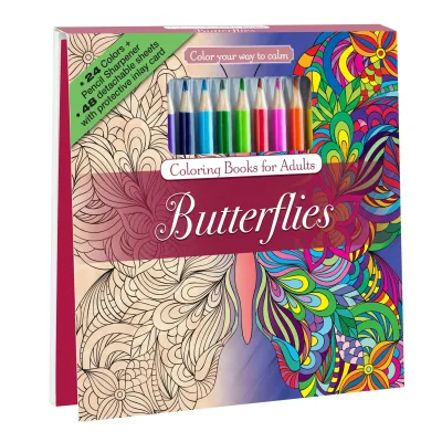 Coloring Beyond the Lines: The Complete Guide to Adult Coloring Books 5 مجموعة كتاب تلوين للبالغين أقلام ملونة متضمنة
