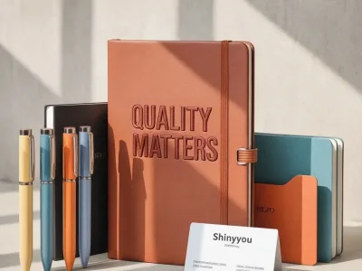 promotional stationery supplier China displaying branded corporate pens and notebooks
