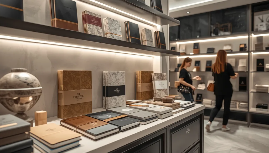 private label stationery manufacturer products displayed in successful retail brand store
