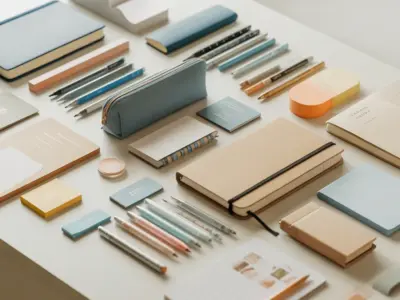OEM stationery and wholesale stationery products flat lay by ShinyYou Stationery