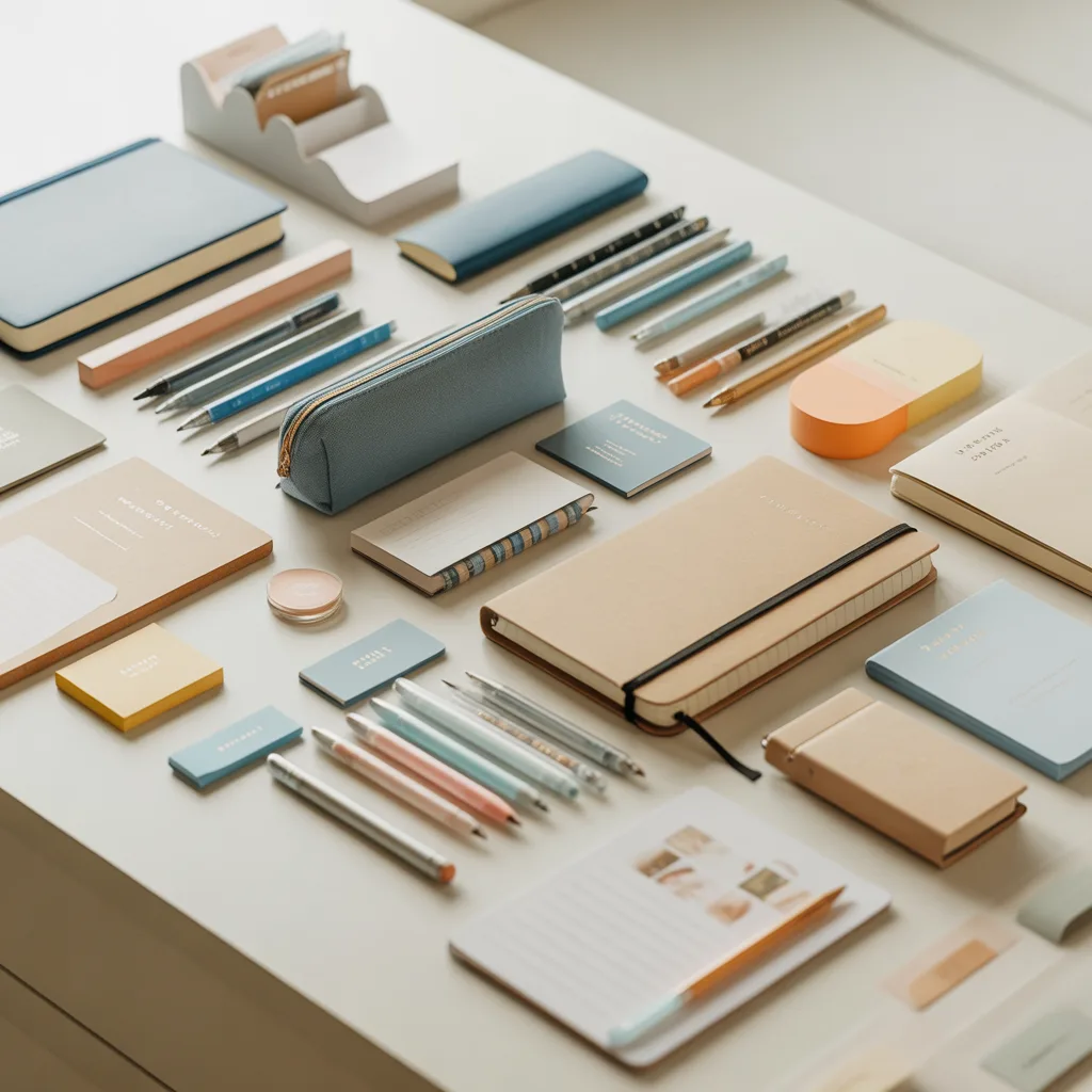 OEM stationery and wholesale stationery products flat lay by ShinyYou Stationery