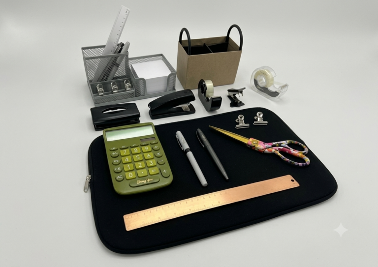 Wholesale stationery office supplies including pens, calculator, organizer trays