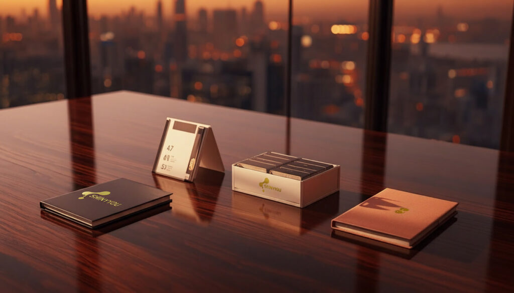 10 Questions to Ask Before Choosing a Stationery Manufacturer 4 Shiny You Stationery manufacturer Ningbo China factory showing certified production wholesale products and branded packaging on white marble
