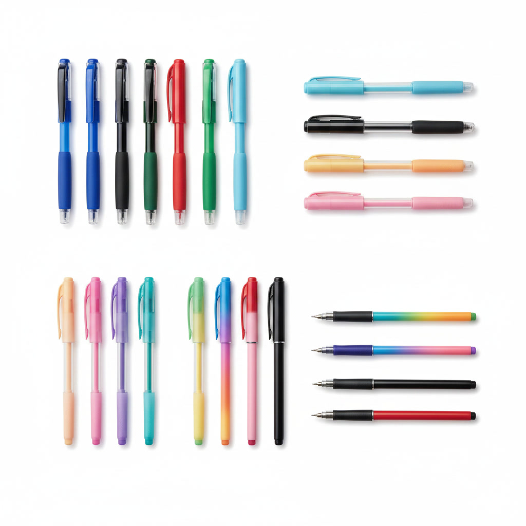 best gel pens wholesale product range — capped, retractable, fine-tip, and multi-color pens